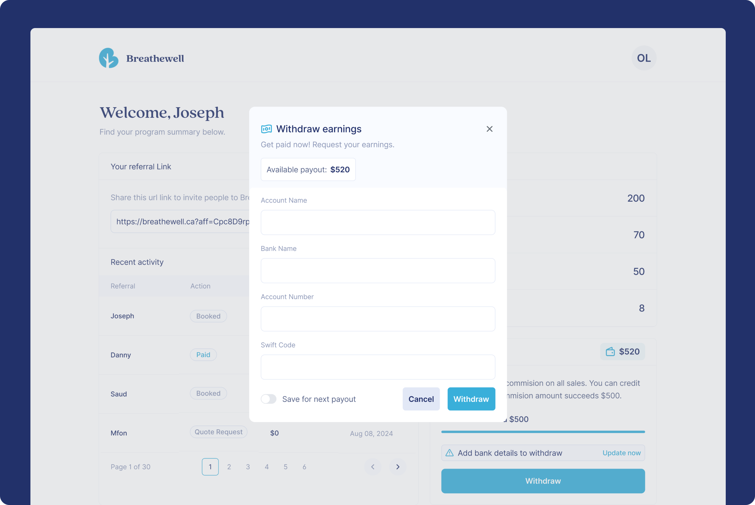 Breathewell modal